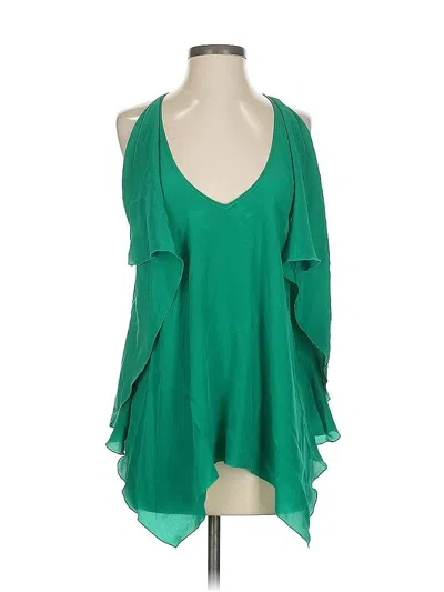 Pre-owned Cut25 Sleeveless Silk Top Green Cold Shoulder Neckline Tops