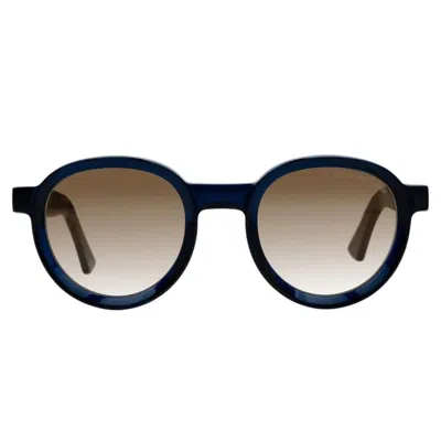 Cutler And Gross Sunglasses 1384-02 Sun 49mm Classic Blue Navy / Grad Brown Lens Flash G In Crl
