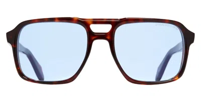 Cutler And Gross 1394 - Dark Turtle / Blue Lens Sunglasses In Multi