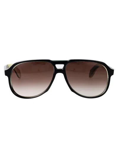 Cutler And Gross Black On Horn Acetate Sunglasses