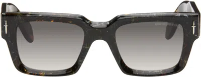 Cutler And Gross Brown The Great Frog Edition Lucky Diamond Ii Rectangle Sunglasses In Multi