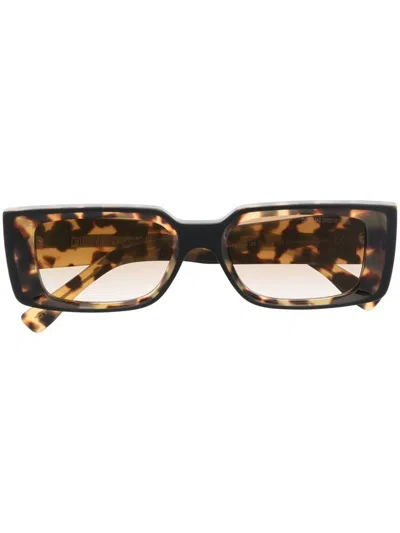 Cutler And Gross Camouflage Rectangle-frame Sunglasses In Brown