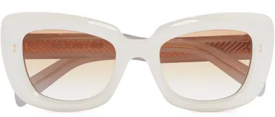 Pre-owned Cutler And Gross Cgsn-9797 0352 Shiny White/brown Gradient Lens Sunglasses 52-22 In Light Brown Gradient