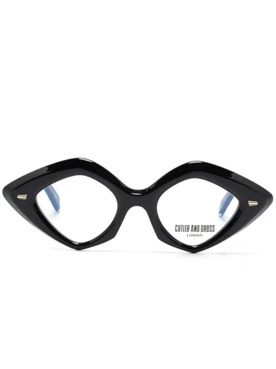 Cutler And Gross Logo-engraved Cat-eye Frame Glasses In Black