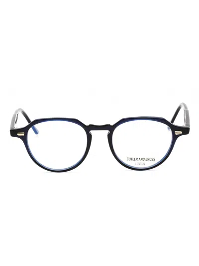 Cutler And Gross Premium Round Eyeglasses With Acetate Craftsmanship In Black