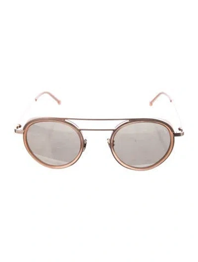 Pre-owned Cutler And Gross Round Mirrored Sunglasses In Gold