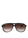 Cutler And Gross Black On Horn Acetate Sunglasses In Black