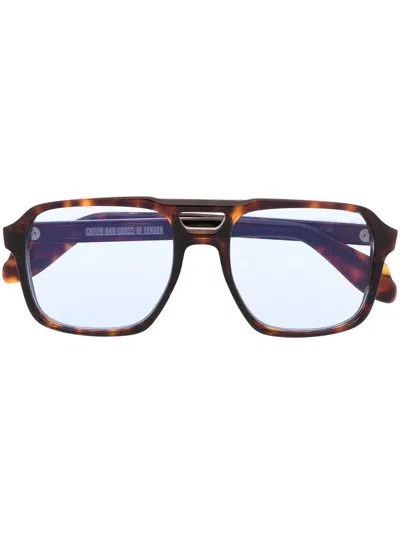 Cutler And Gross Tortoiseshell-effect Rectangle-frame Sunglasses In Brown