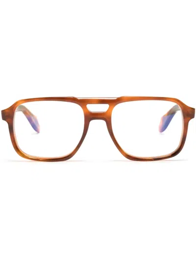 Cutler And Gross Tortoiseshell-effect Rectangle-frame Glasses In Brown