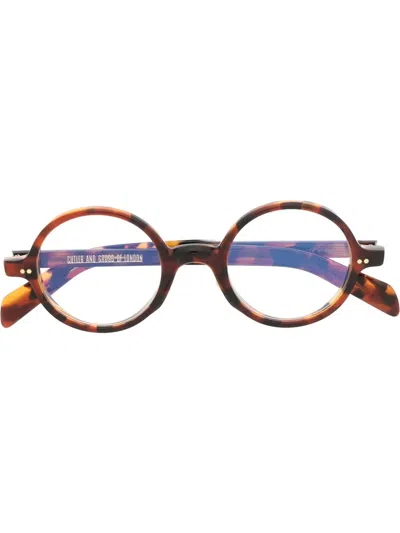 Cutler And Gross Tortoiseshell-effect Round-frame Glasses In Braun