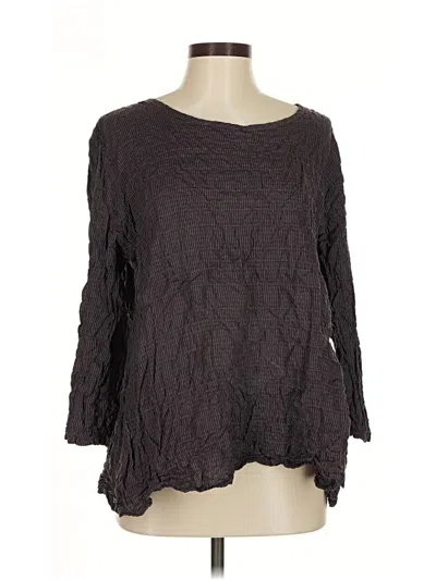 Pre-owned Cut.loose 3/4 Sleeve Top Brown Boatneck Tops