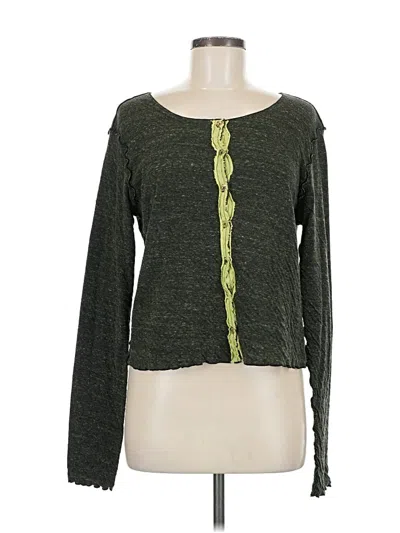 Pre-owned Cut.loose Long Sleeve Top Green Square Neckline Tops