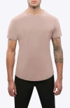 Cuts Ao Curve Hem Cotton Blend T-shirt In Desert Sandstone