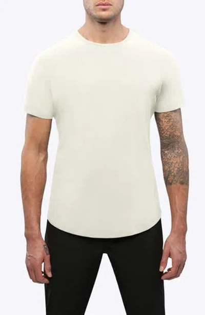 Cuts Ao Curve Hem Cotton Blend T-shirt In Ecru