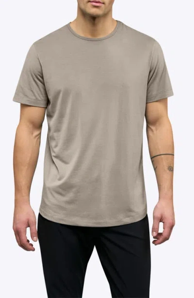 Cuts Ao Curve Hem Cotton Blend T-shirt In Brown