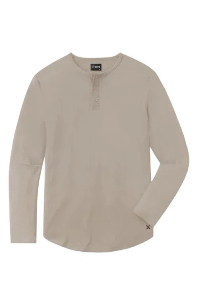 Cuts Ao Curved Hem Long Sleeve Henley In Brown