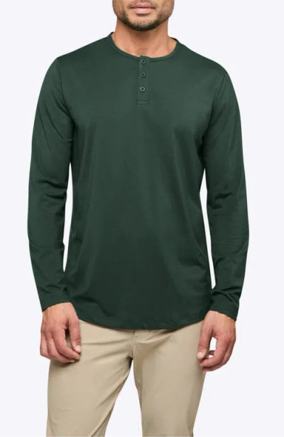 Cuts Ao Curved Hem Long Sleeve Henley In Green