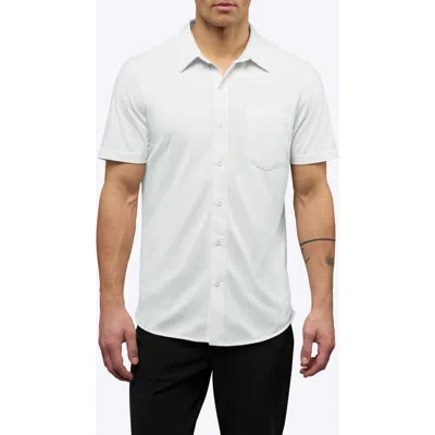 Cuts Ao Curved Hem Short Sleeve Button-up Shirt In White