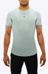 CUTS AO CURVED HEM SHORT SLEEVE HENLEY