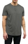 Cuts Ao Curved Hem Short Sleeve Henley In Animal Print