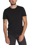Cuts Ao Curved Hem Short Sleeve Henley In Black