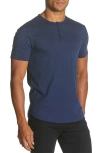 Cuts Ao Curved Hem Short Sleeve Henley In Blue