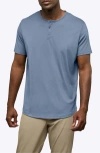 Cuts Ao Curved Hem Short Sleeve Henley In Blue