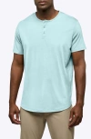 Cuts Ao Curved Hem Short Sleeve Henley In Blue
