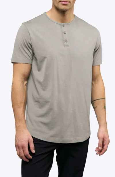 Cuts Ao Curved Hem Short Sleeve Henley In Brown