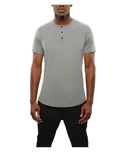 Cuts Ao Henley Curve Hem T-shirt In Gray