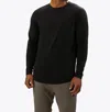 Cuts Long Sleeve Crew Curve Hem T-shirt In Black