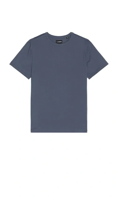 Cuts Curve Hem Tee In Blue