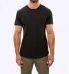 Cuts Ao Henley Curve Hem T-shirt In Black