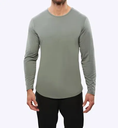 Cuts Long Sleeve Curve-hem Tee In Sage In Multi