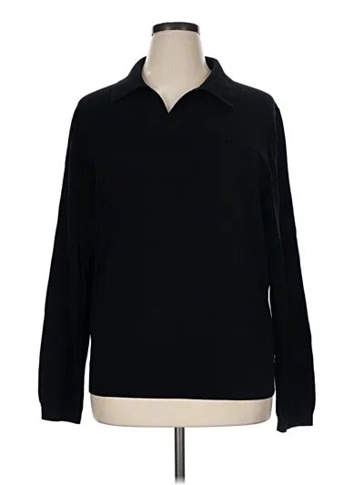 Pre-owned Cuts Long Sleeve Top Black Collared Neckline Tops