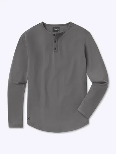 Cuts Men's Ao Henley Long Sleeve Tee In Steel In Gray
