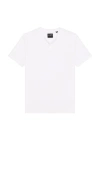 Cuts Trim Fit V-neck Cotton Blend T-shirt In White