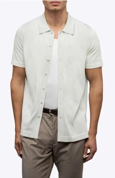 Cuts Riviera Cotton Blend Knit Camp Shirt In Gray