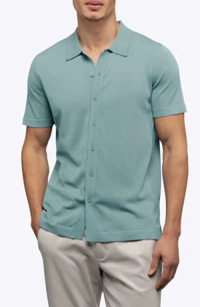 Cuts Riviera Cotton Blend Knit Camp Shirt In Green