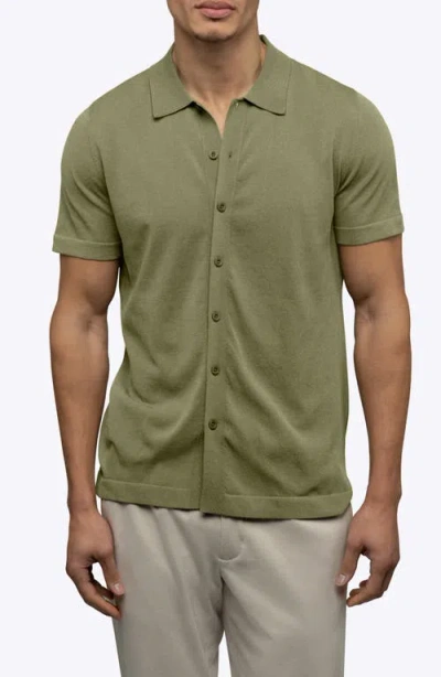 Cuts Riviera Cotton Blend Knit Camp Shirt In Neutral