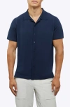 Cuts Riviera Cotton Blend Knit Camp Shirt In Pacific Blue