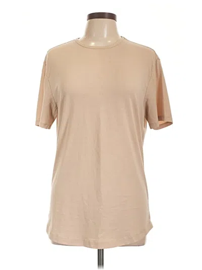 Pre-owned Cuts Short Sleeve Top Tan Mock Neckline Tops