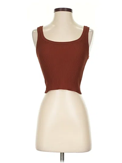 Pre-owned Cuts Tank Top Brown Strapless Neckline Tops