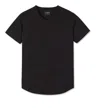 CUTS V-NECK CURVE HEM TEE IN BLACK