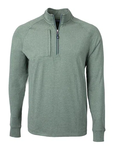 Cutter & Buck Adapt Eco Knit Heather Mens Quarter Zip Pullover In Green