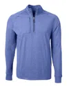 Cutter & Buck Adapt Eco Knit Heather Mens Quarter Zip Pullover In Blue