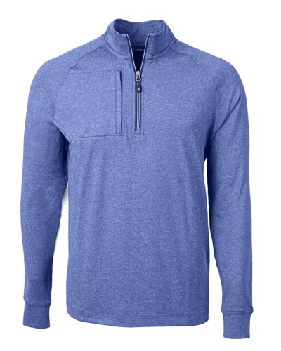 Cutter & Buck Adapt Eco Knit Heather Mens Quarter Zip Pullover In Blue