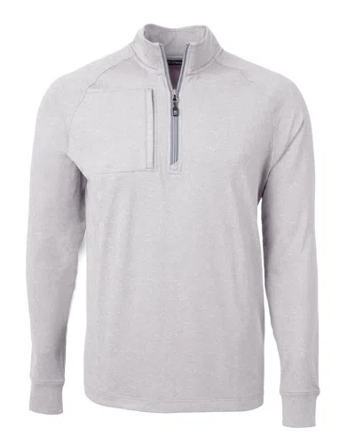 Cutter & Buck Adapt Eco Knit Heather Mens Quarter Zip Pullover In Polished Heather