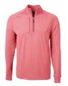 Cutter & Buck Adapt Eco Knit Heather Mens Quarter Zip Pullover In Pink