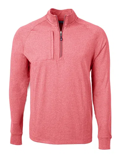 Cutter & Buck Adapt Eco Knit Heather Mens Quarter Zip Pullover In Pink